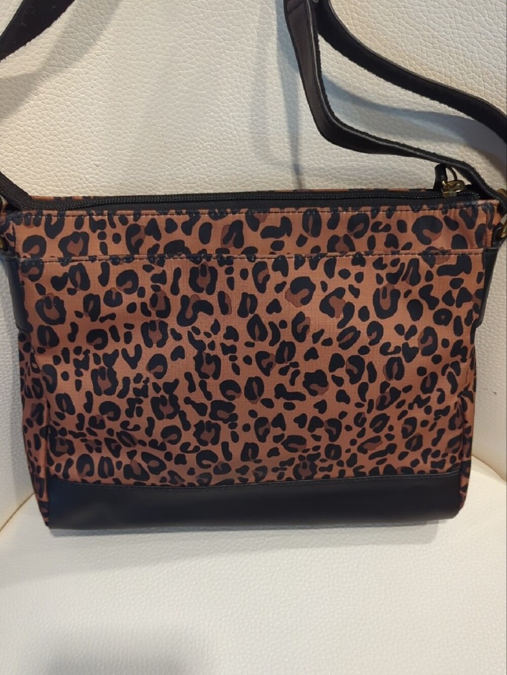 Fossil Leopard Print Crossbody in Brown and Black - Picture 3 of 10